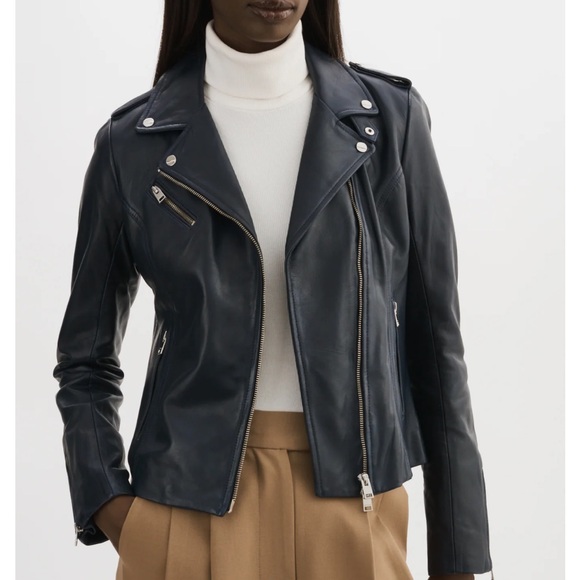 Lamarque HARPER FITTED LEATHER BIKER JACKET M - Picture 1 of 8